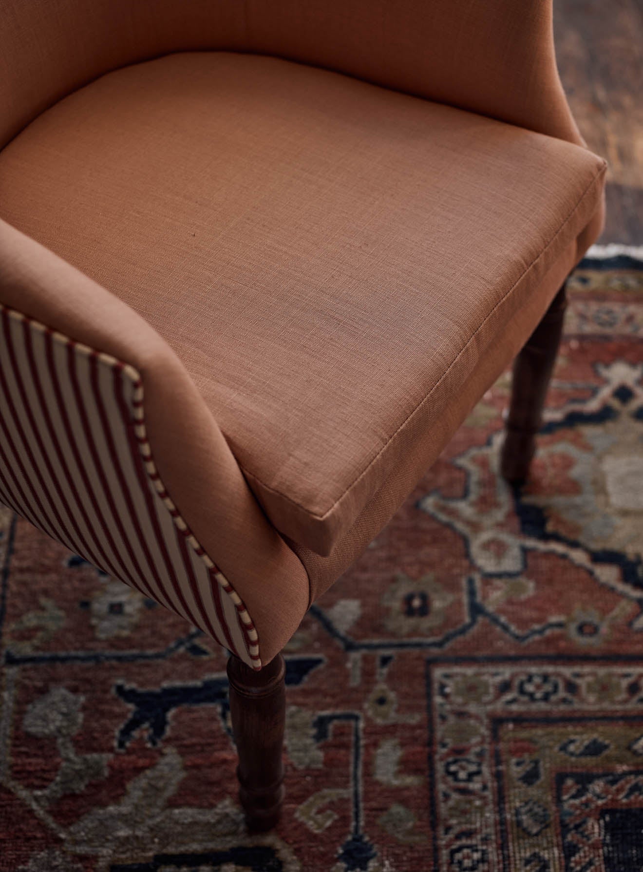 Bennett Library Chair, Plaster Pink & Heritage Red Stripe