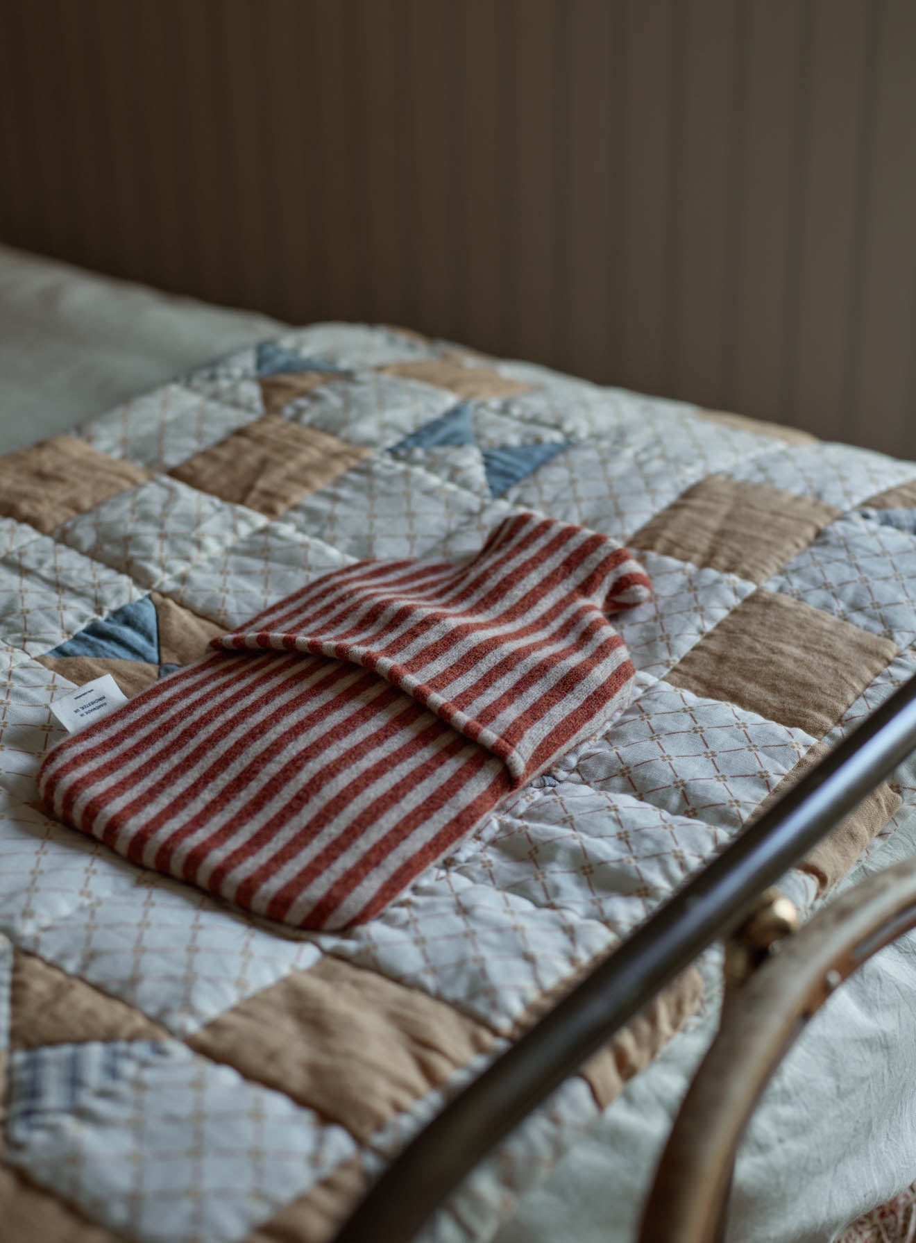 Lambswool Hot Water Bottle, Rust Stripe