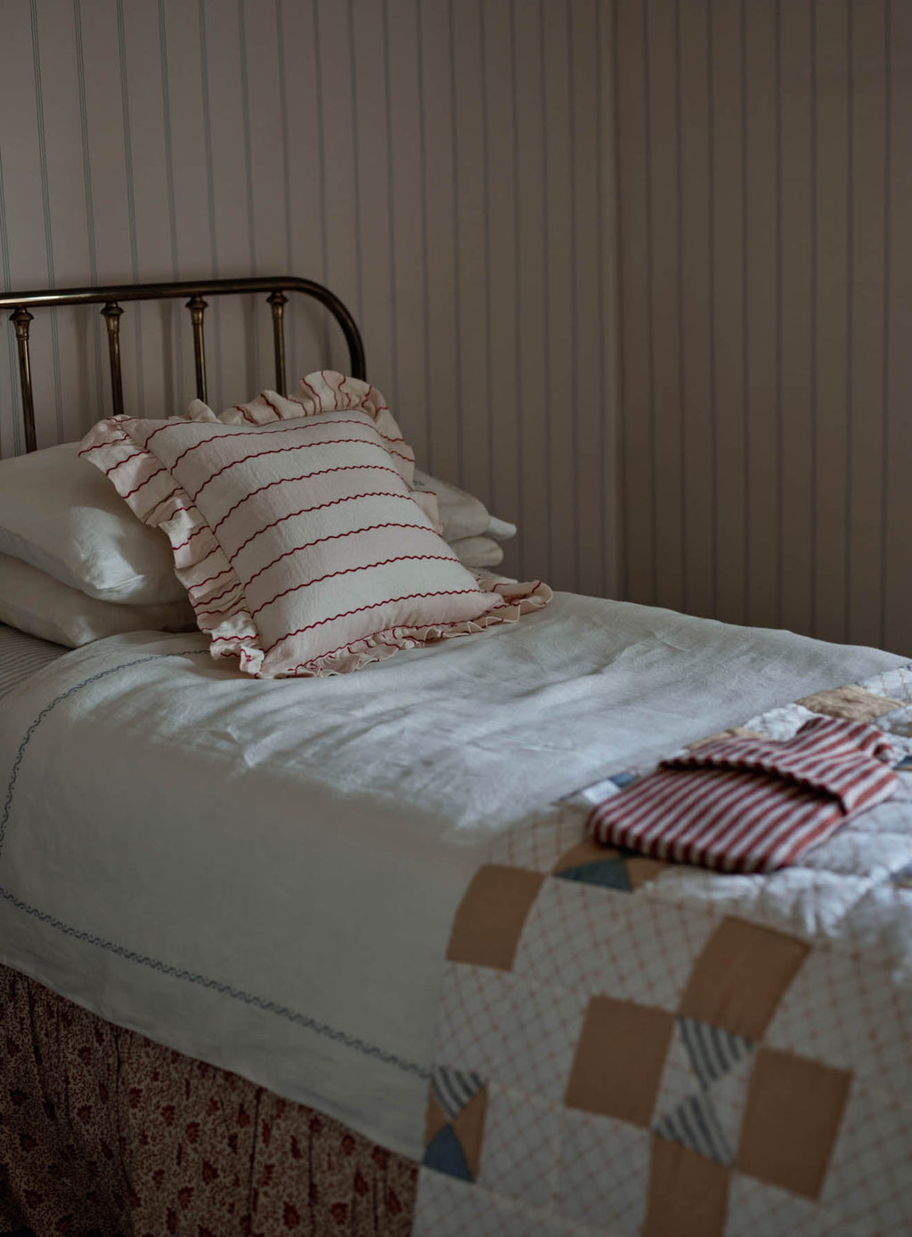 Lambswool Hot Water Bottle, Rust Stripe