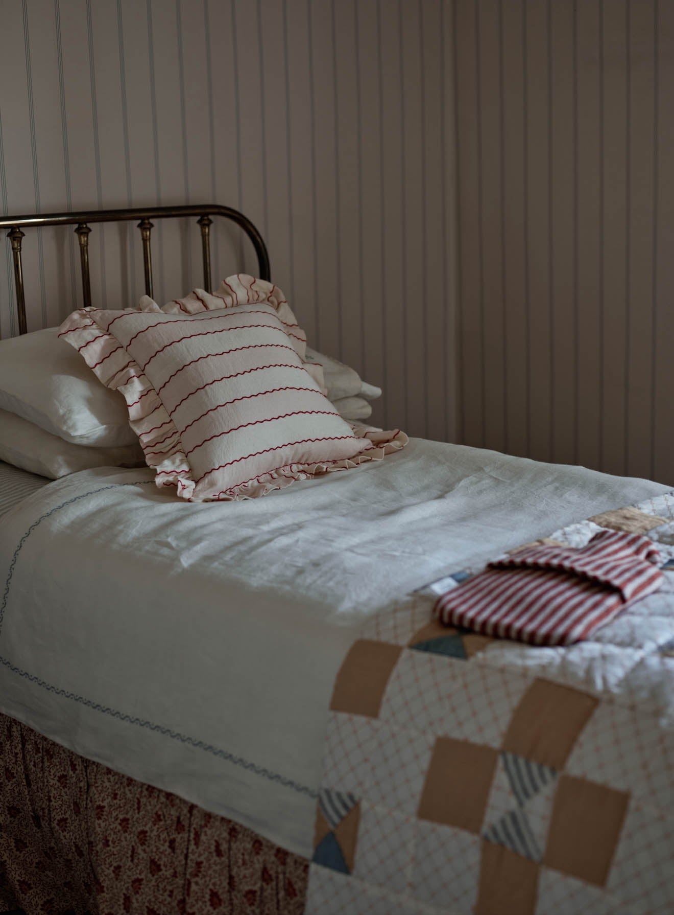 Lambswool Hot Water Bottle, Rust Stripe