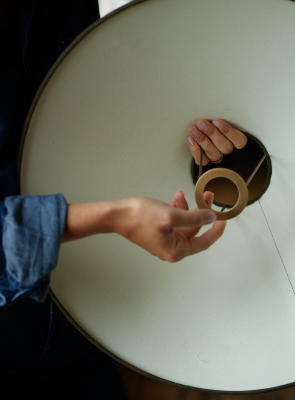 Arlo Card Lampshade, Large, Olive Trim