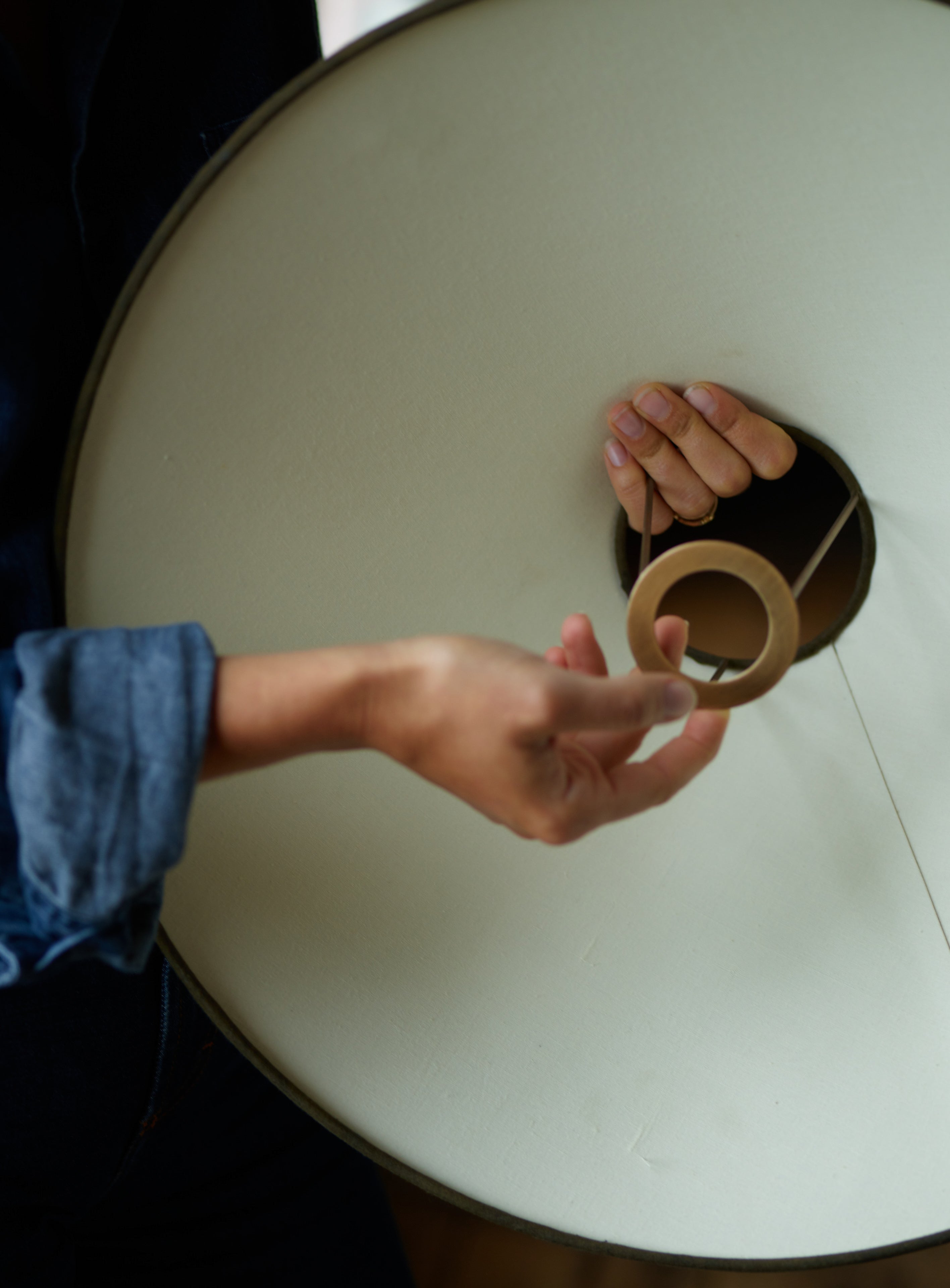 Arlo Card Lampshade, Large, Olive Trim