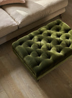 Elbert Footstool, Dark Olive Velvet