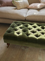 Elbert Footstool, Dark Olive Velvet