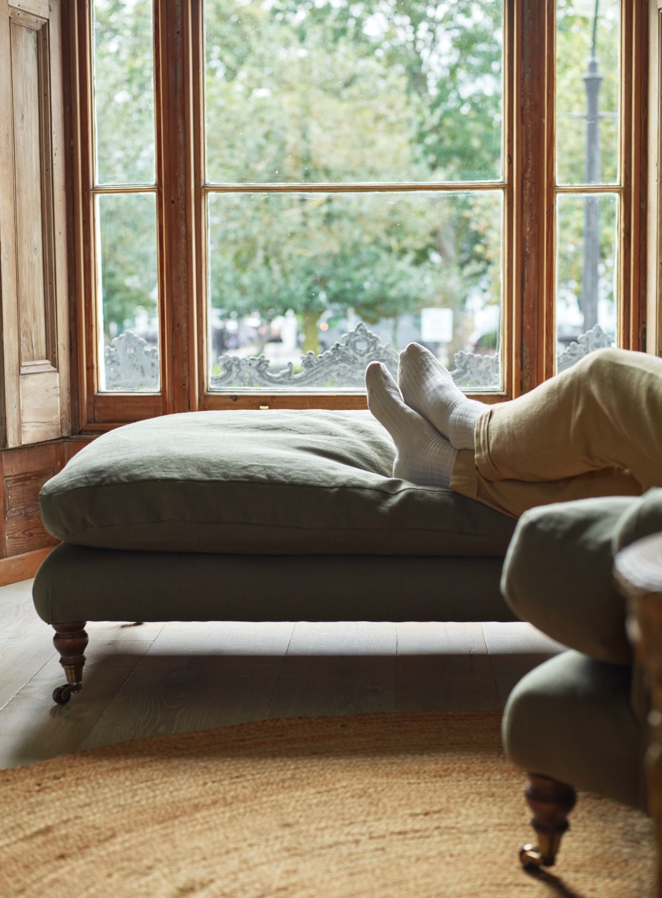 Remy Footstool, Soft Sage Cotton