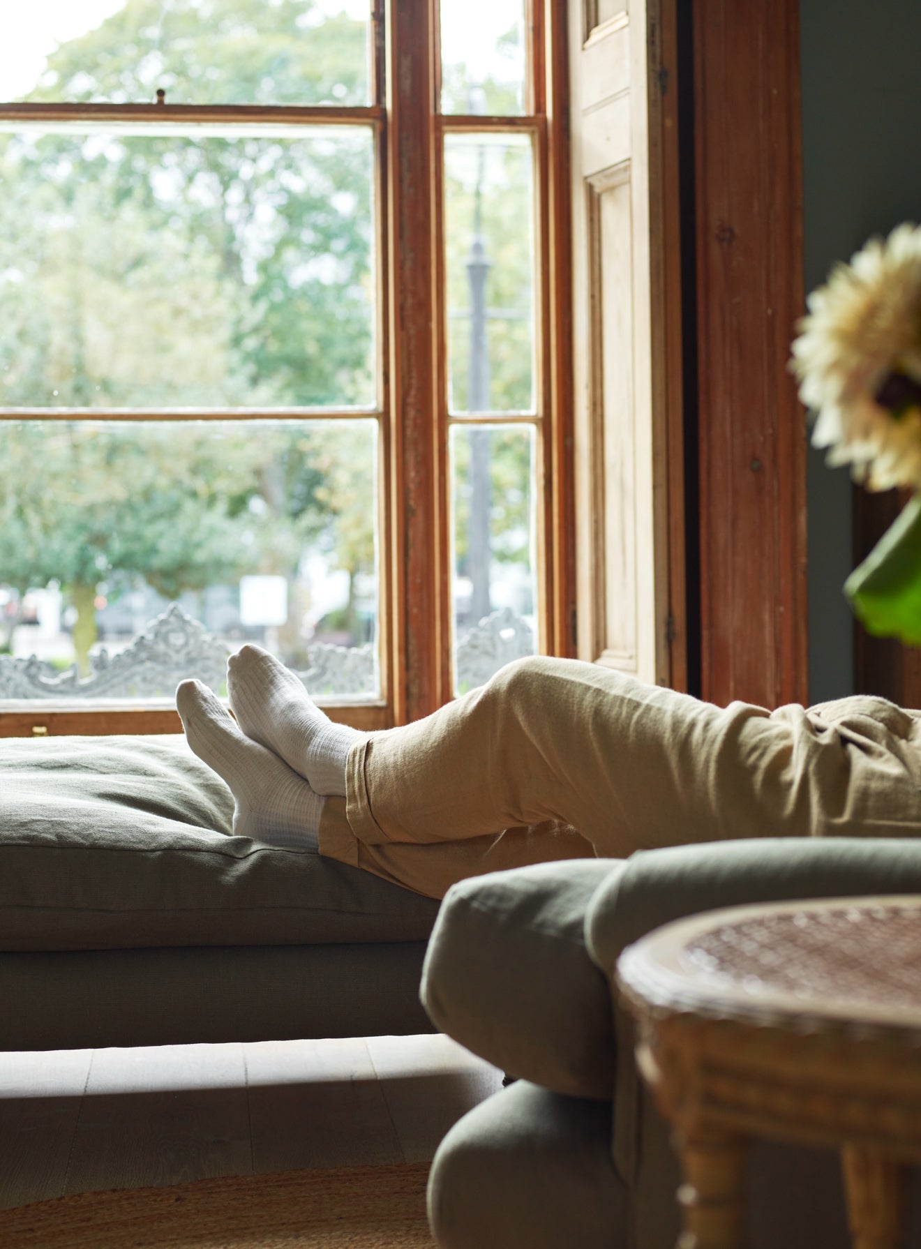 Remy Footstool, Leaden Grey Linen