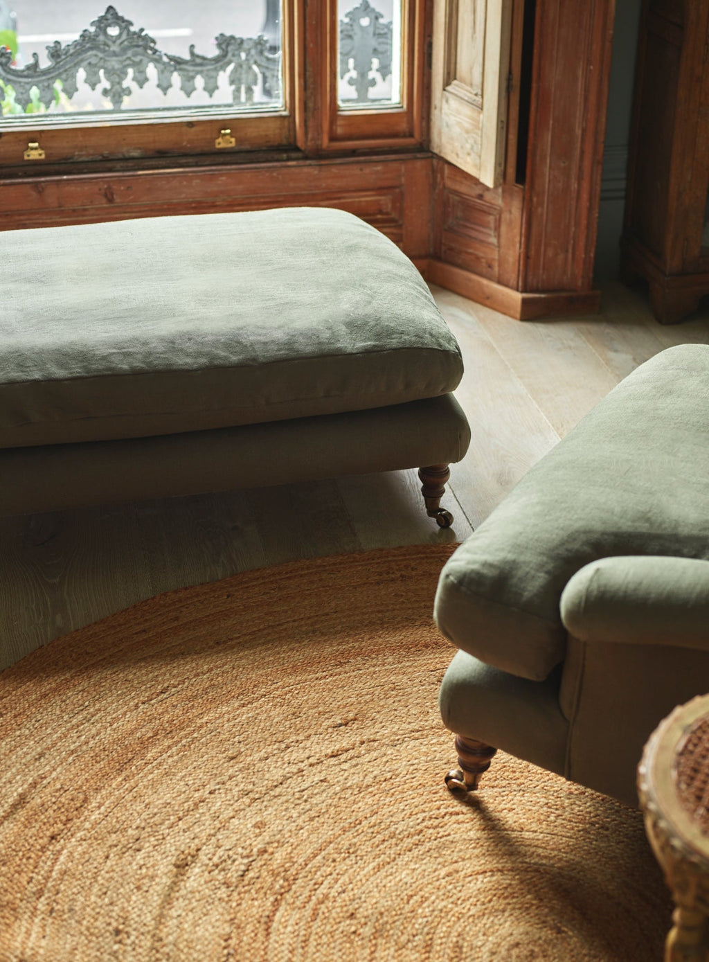 Remy Footstool, Straw Cotton