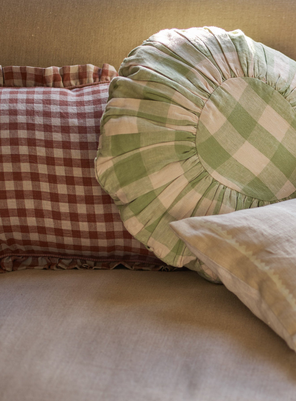 Orla Round Gingham Cushion