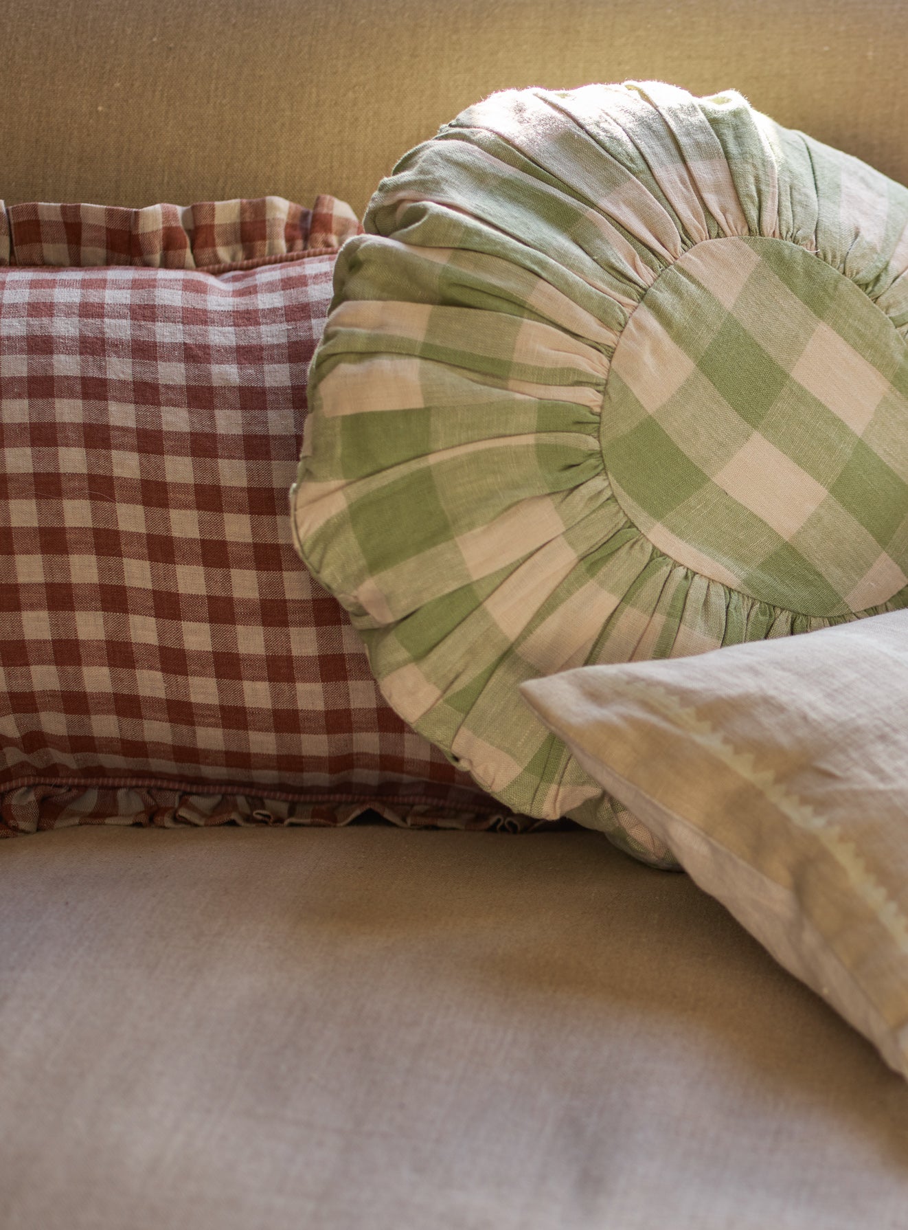 Orla Round Gingham Cushion