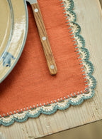 Crochet Edge Linen Placemat, Set of Two