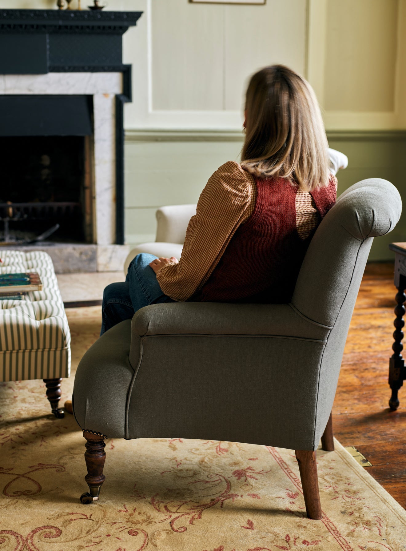 Finley Armchair, Heritage Mole Stripe