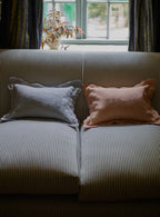 Grace Hand Embroidered Scalloped Cushion, Powder Blue