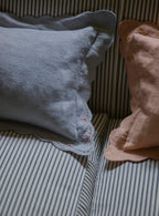 Grace Hand Embroidered Scalloped Cushion, Powder Blue