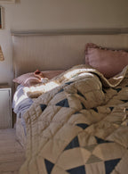 Lillie Cotton Patchwork Quilt, Dusky Blue