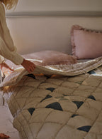 Lillie Cotton Patchwork Quilt, Dusky Blue