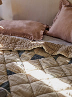 Lillie Cotton Patchwork Quilt, Dusky Blue