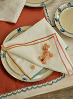 Contrast Trim Linen Napkin, Set of Two
