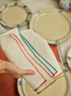 Contrast Trim Linen Napkin, Set of Two