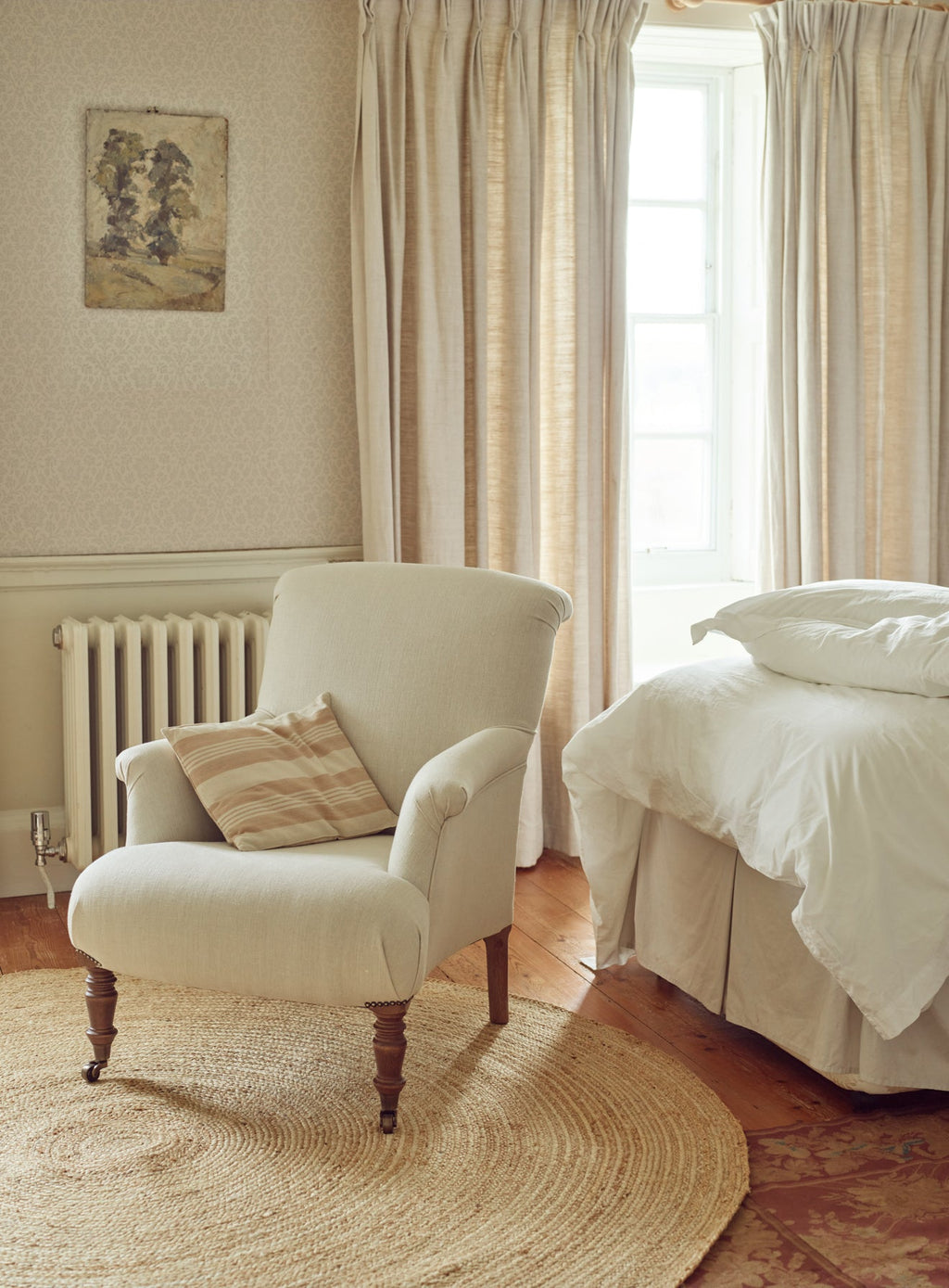 Finley Armchair, Ecru Linen