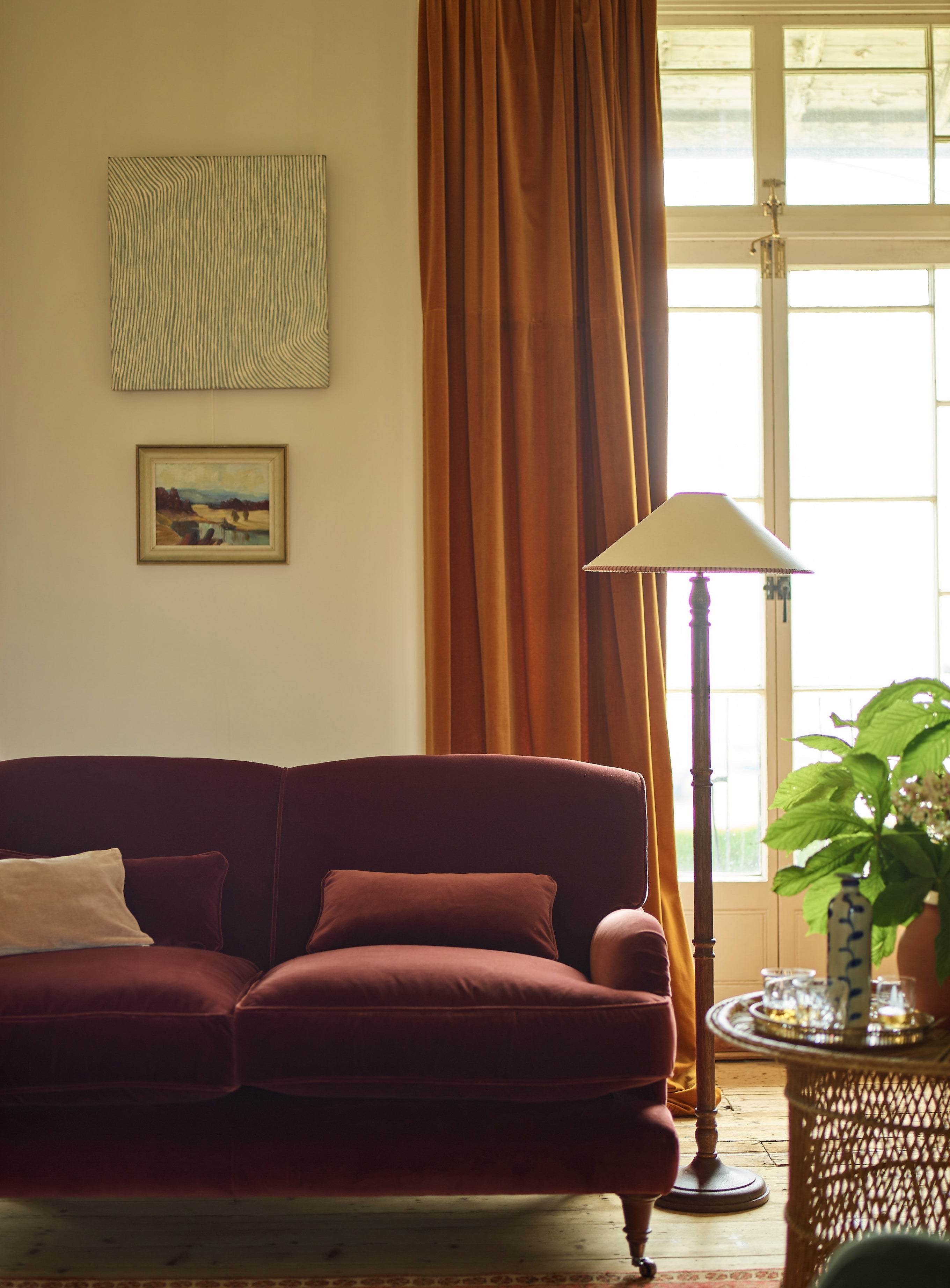 Abington Sofa, Two Seater, Rust Velvet