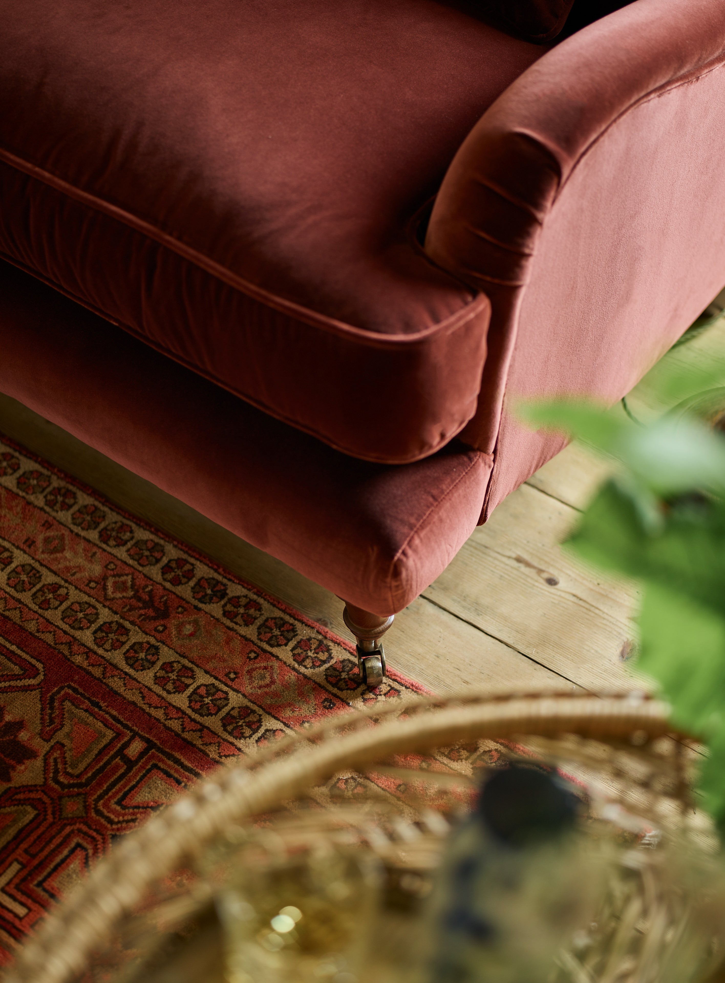 Abington Sofa, Two Seater, Rust Velvet