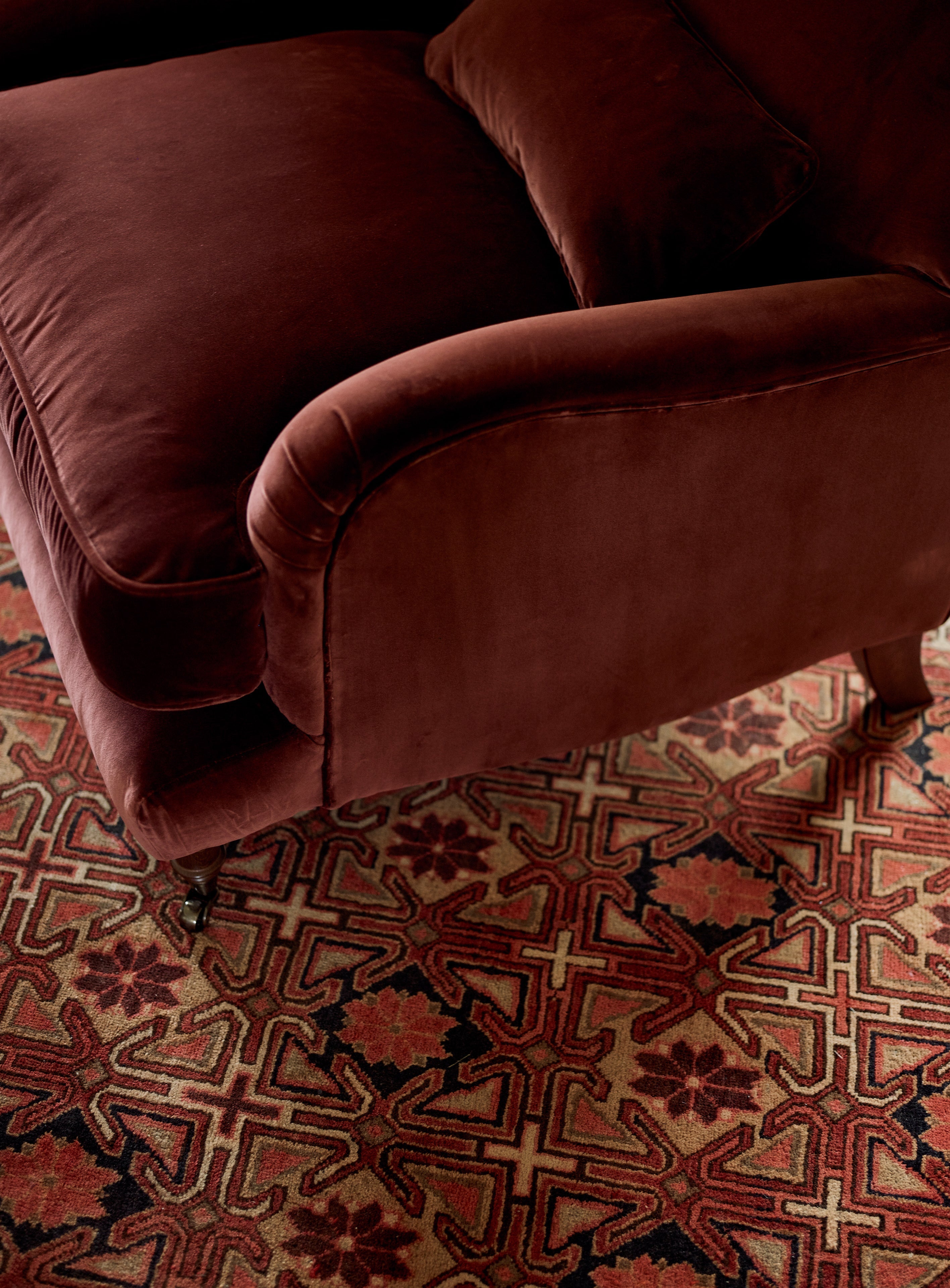 Abington Sofa, Two Seater, Rust Velvet