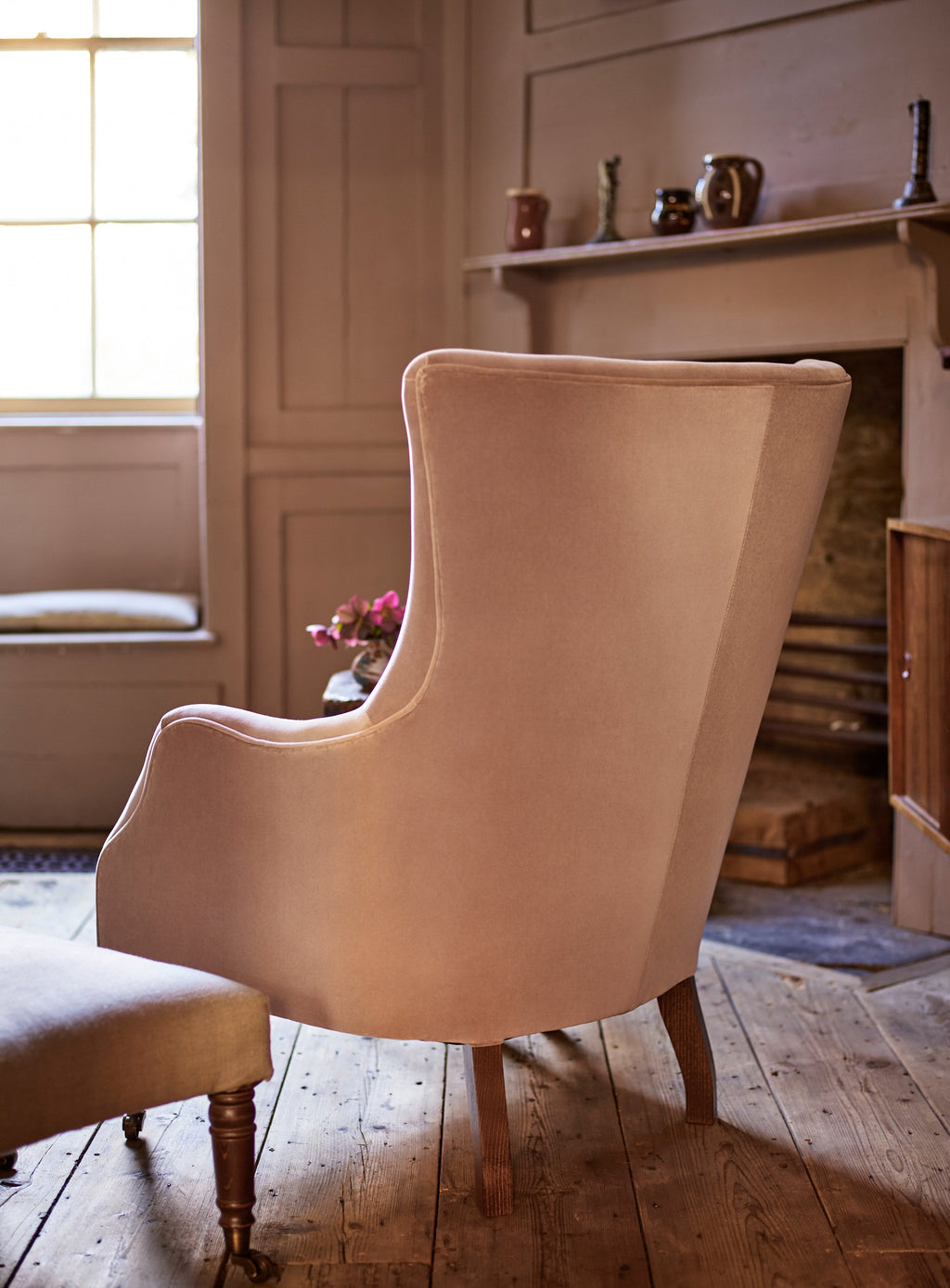 Bromley Wingback Chair, Sage Velvet