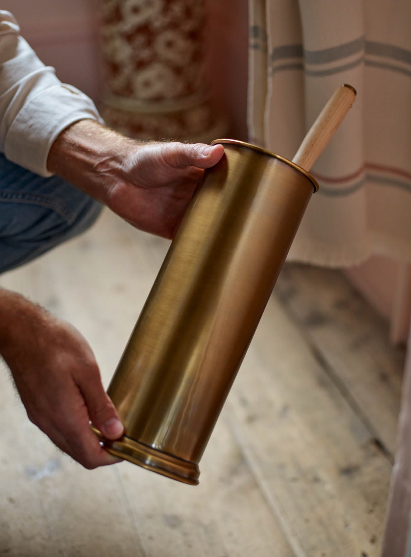 Bilton Toilet Brush Holder, Antique Brass