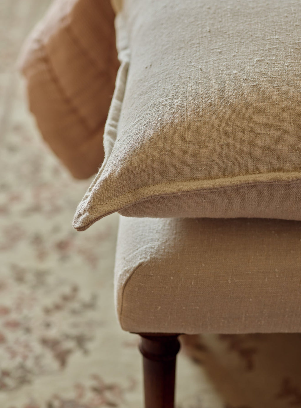 Mila Upholstered Bench, Soft Sage Cotton