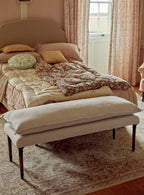 Mila Upholstered Bench, Flax Linen