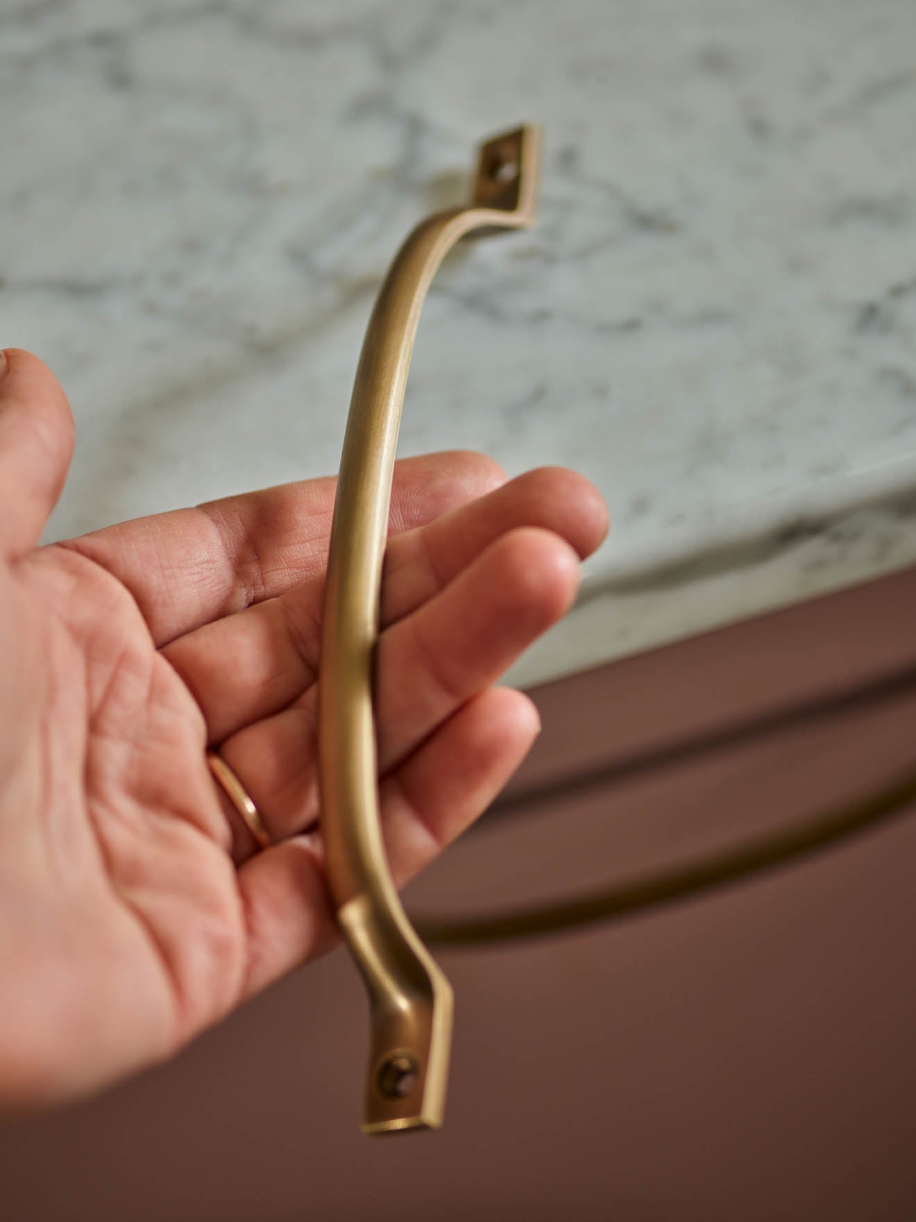 Grove Pull Handle, Long, Antique Brass