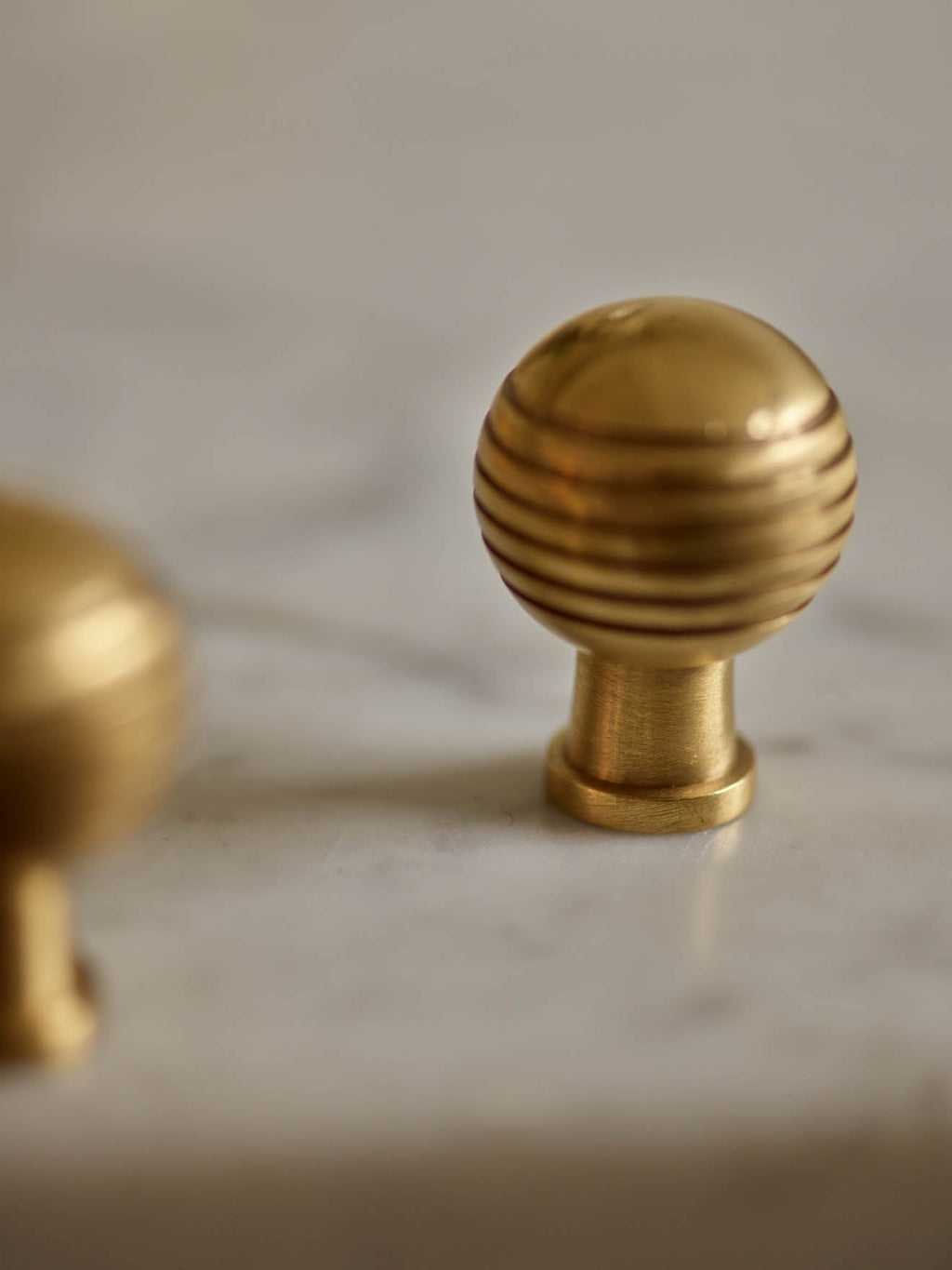 Grove Grooved Rounded Knob, Matt Brass