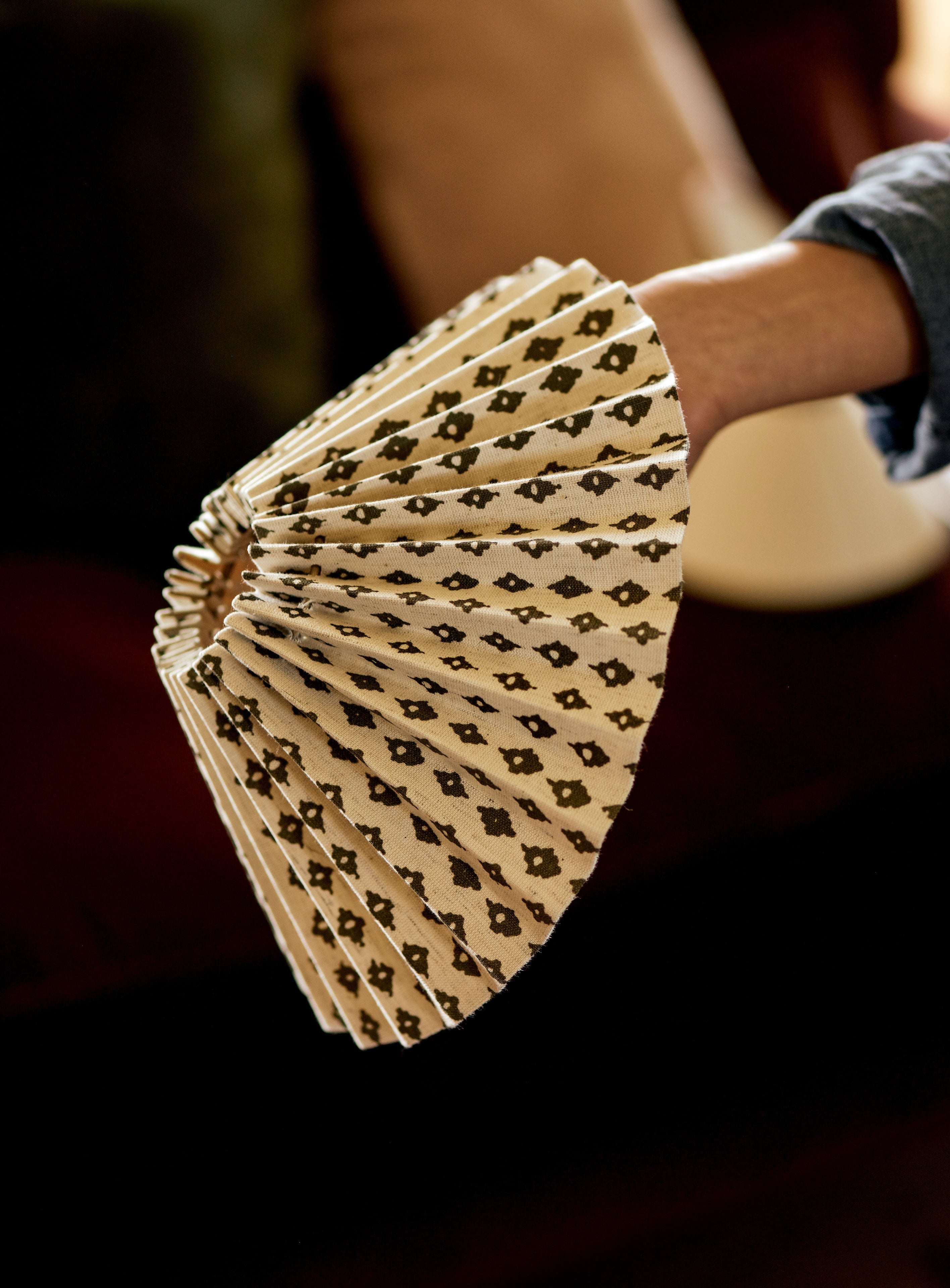 Nora Pleated Lampshade, Small, Ditsy Olive