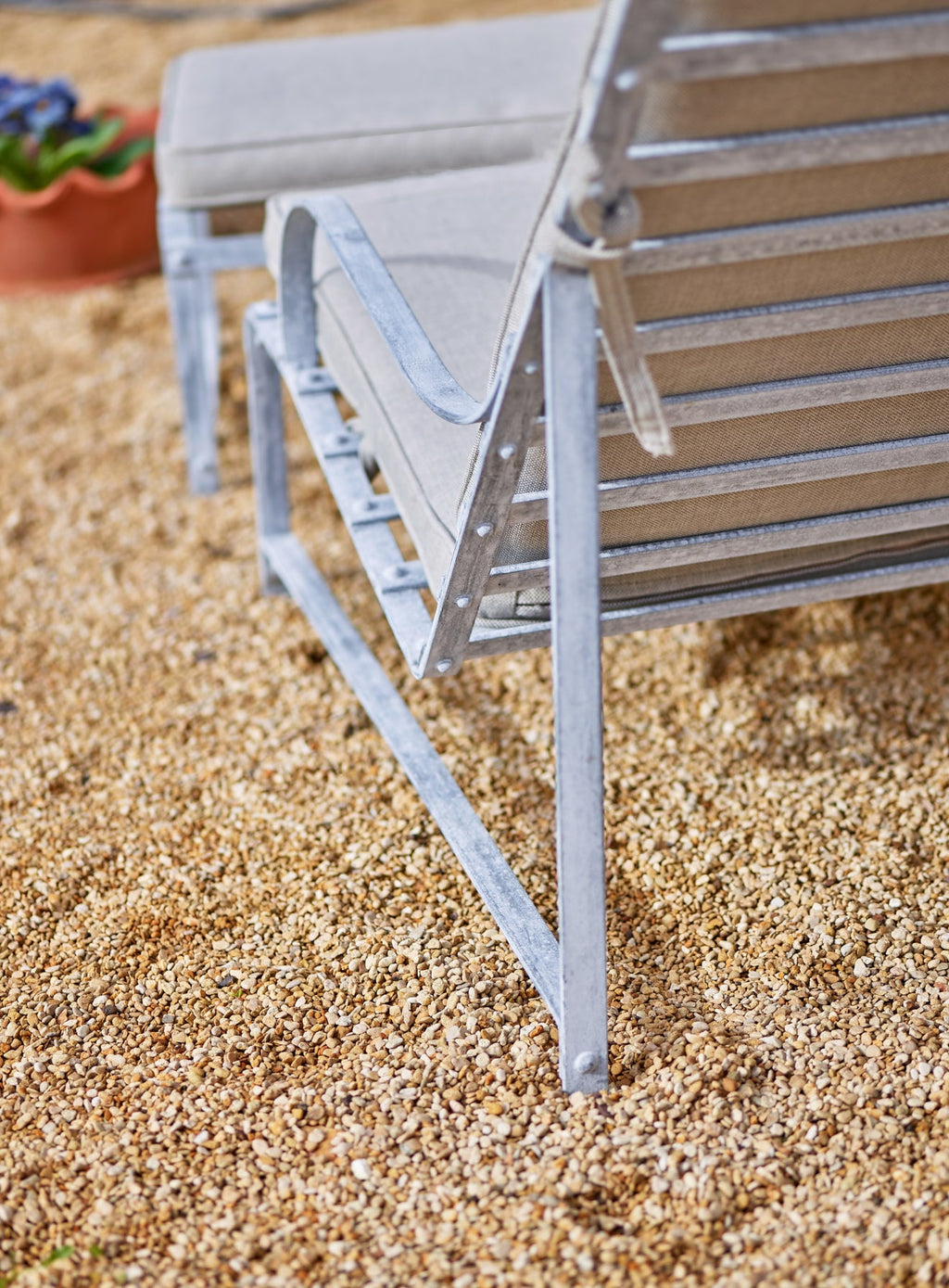 Sudbury Sun Lounger Cushion, Fine Red Awning Stripe