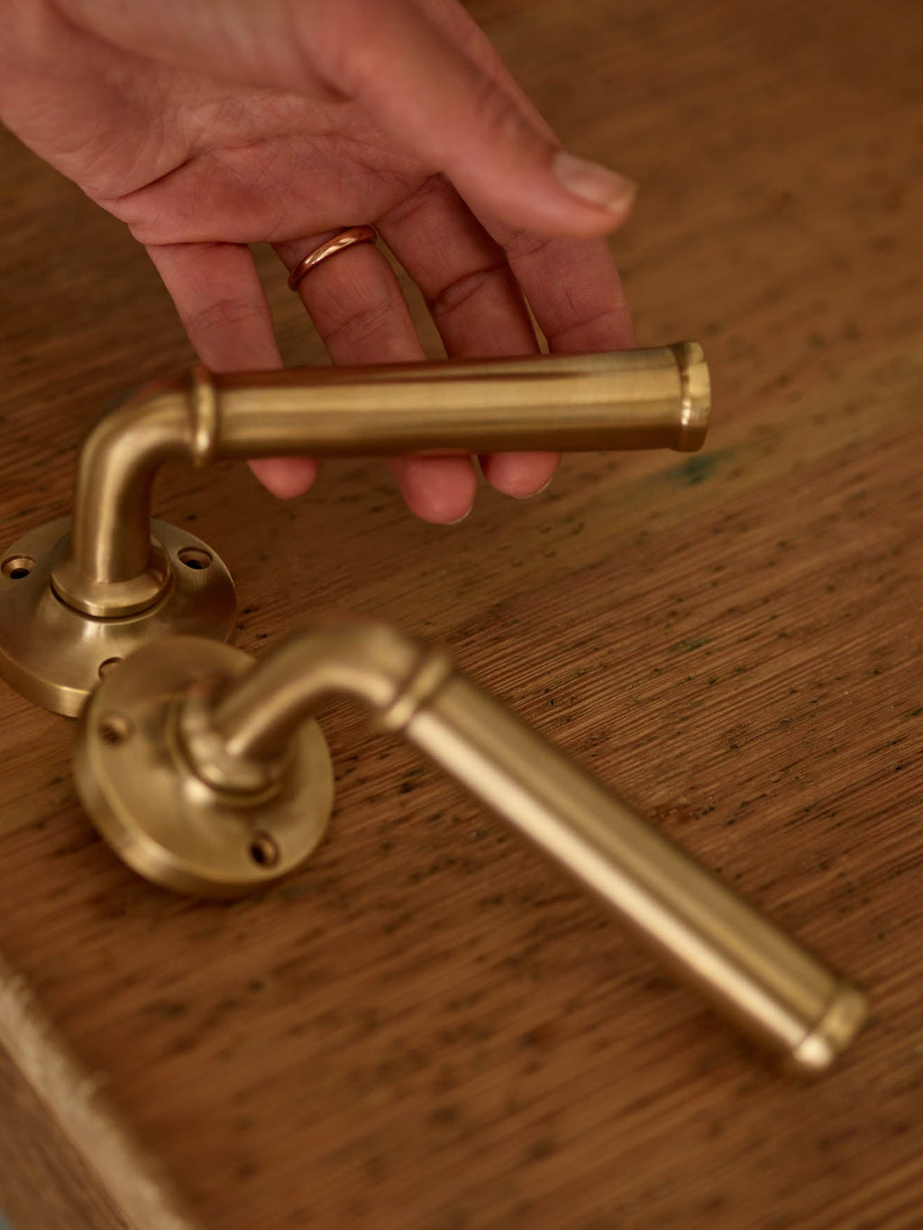 Grove Levered Door Handles, Matt Brass