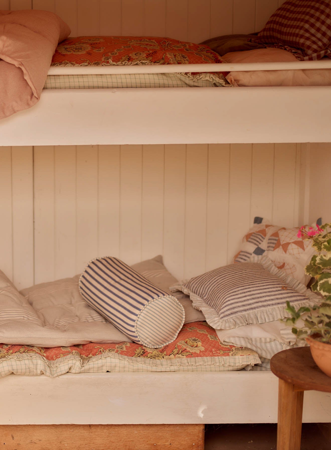 Bolster Cushion, Blue Ticking Stripe