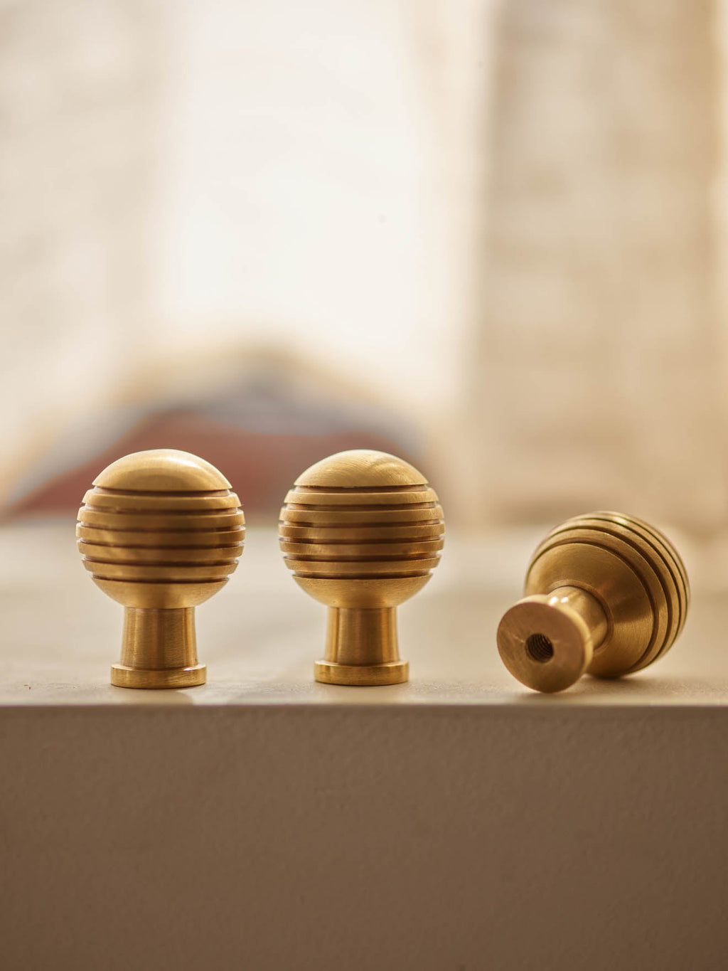 Grove Grooved Rounded Knob, Matt Brass