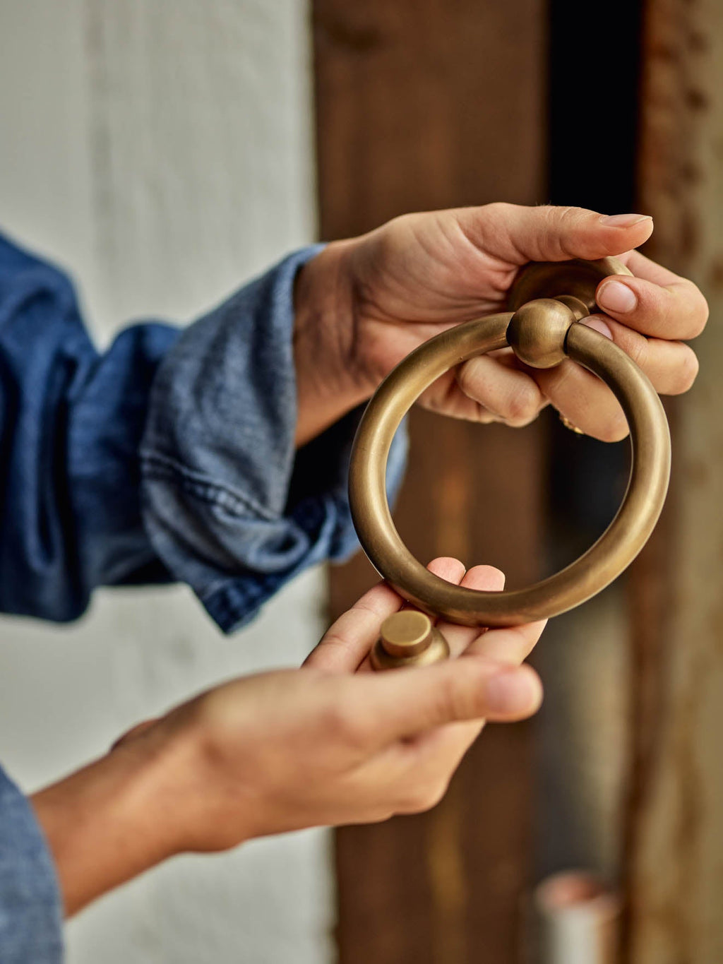 Grove Door Knocker, Antique Brass