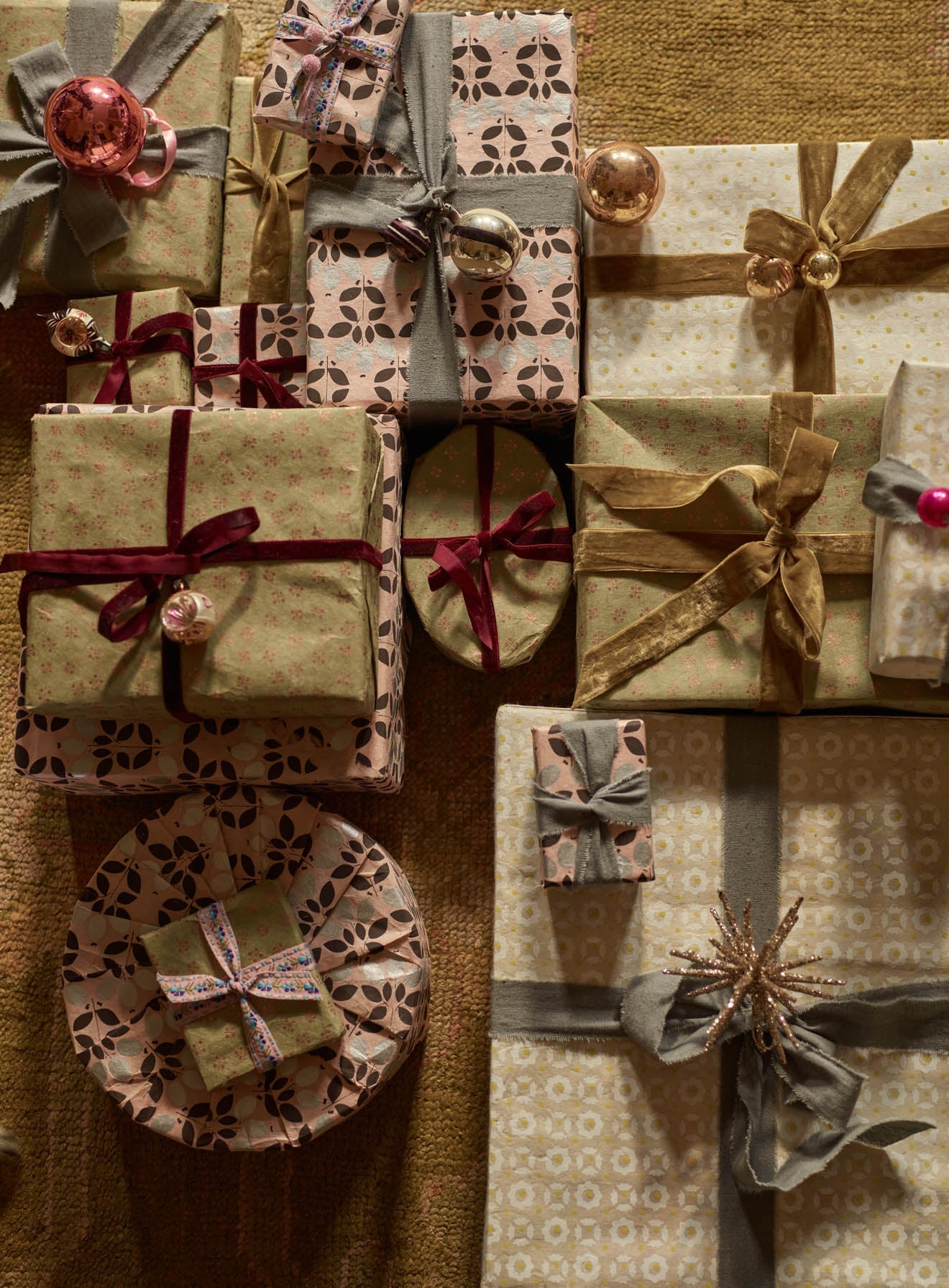 Handmade Wrapping Paper, Ditsy Sage, Set of Three