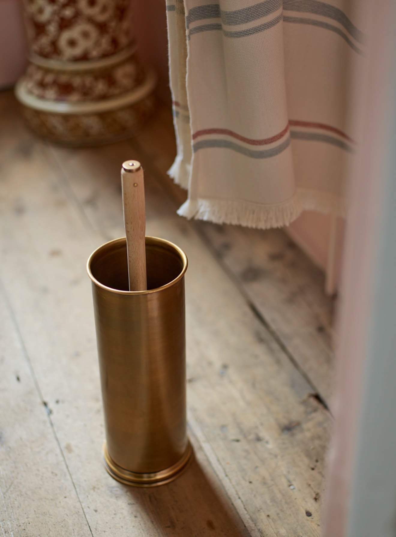 Bilton Toilet Brush Holder, Antique Brass