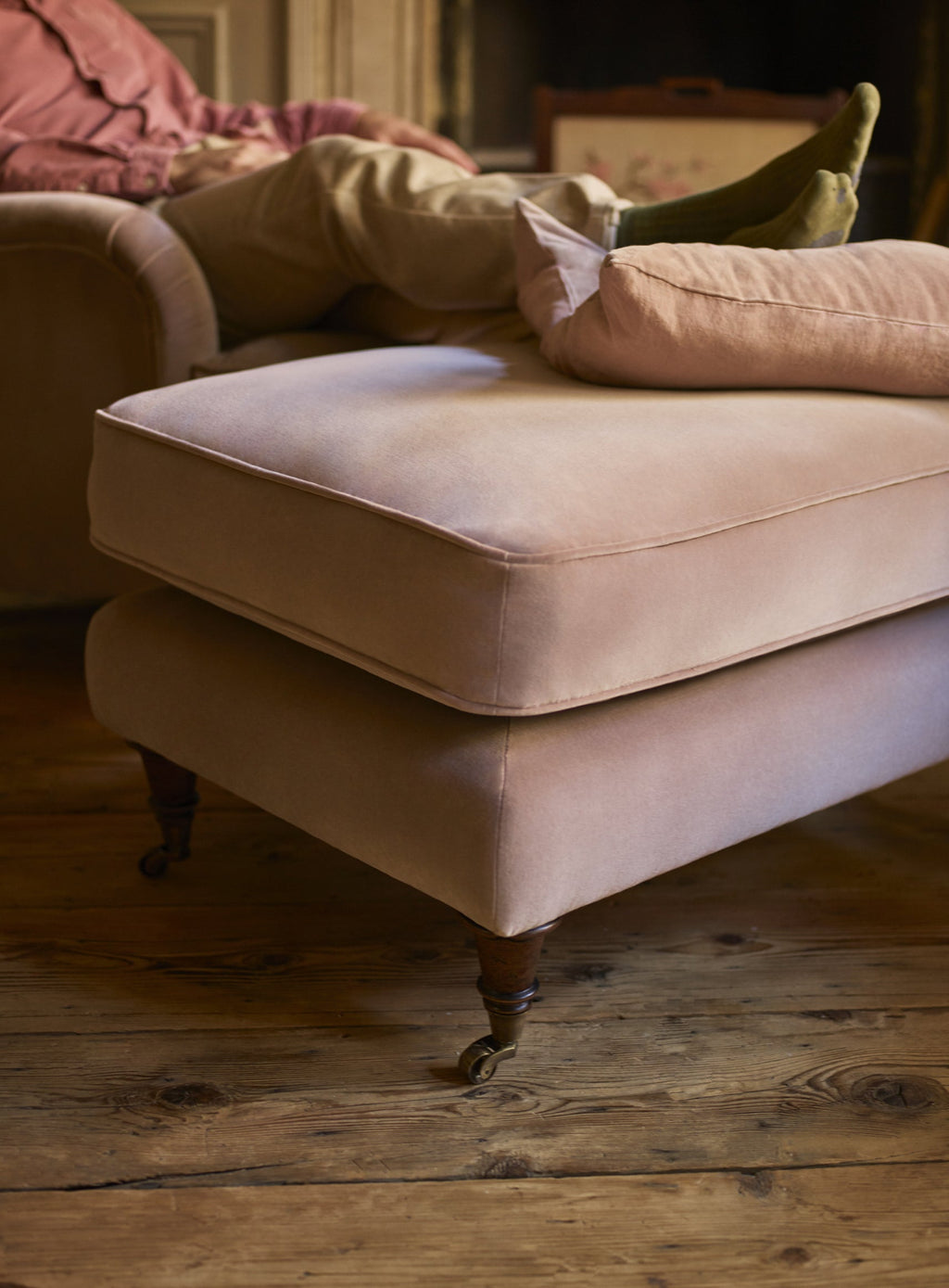 Abington Footstool, Ecru Linen