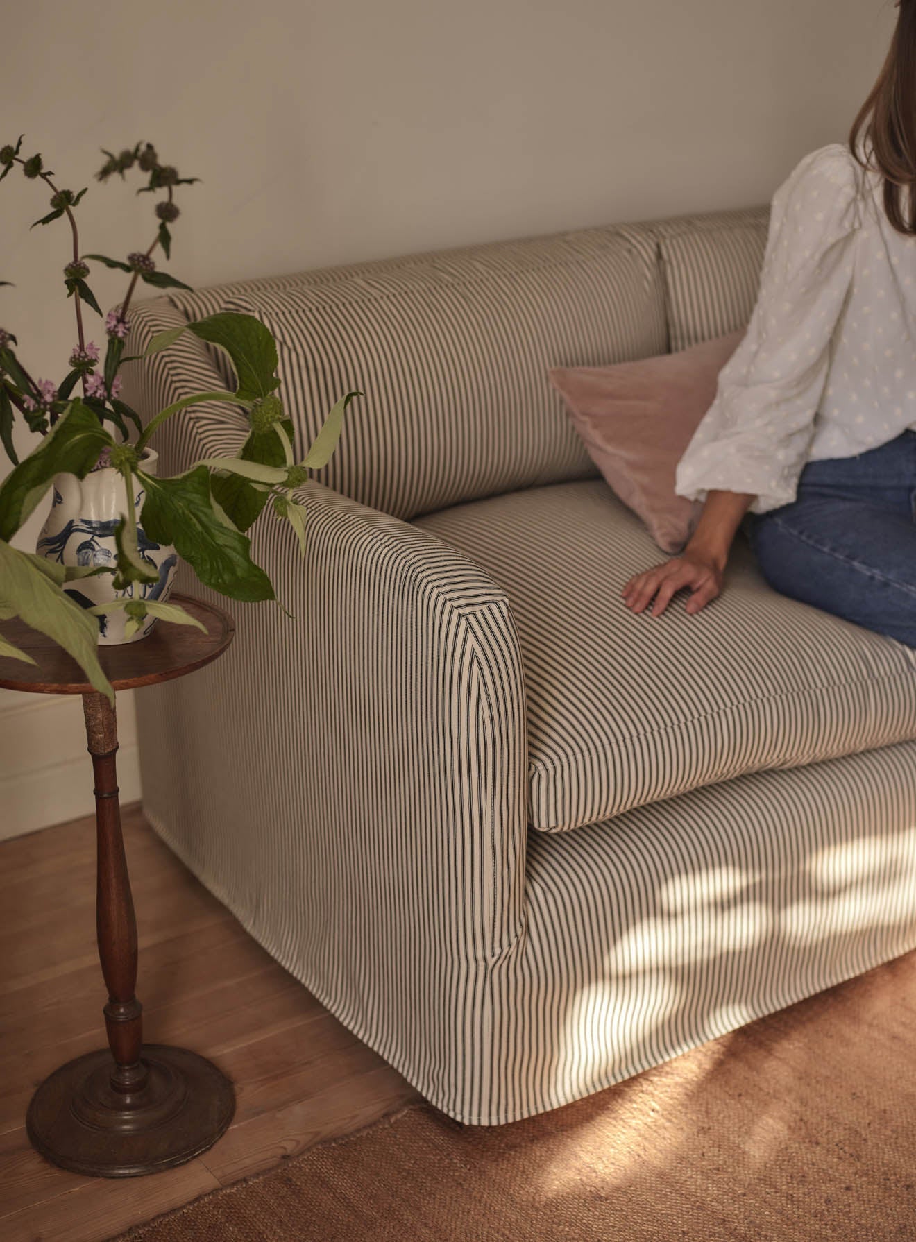 Warren Loose Cover Sofa, Heritage Green Stripe