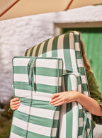 Sudbury Sun Lounger Cushion, Green Awning Stripe