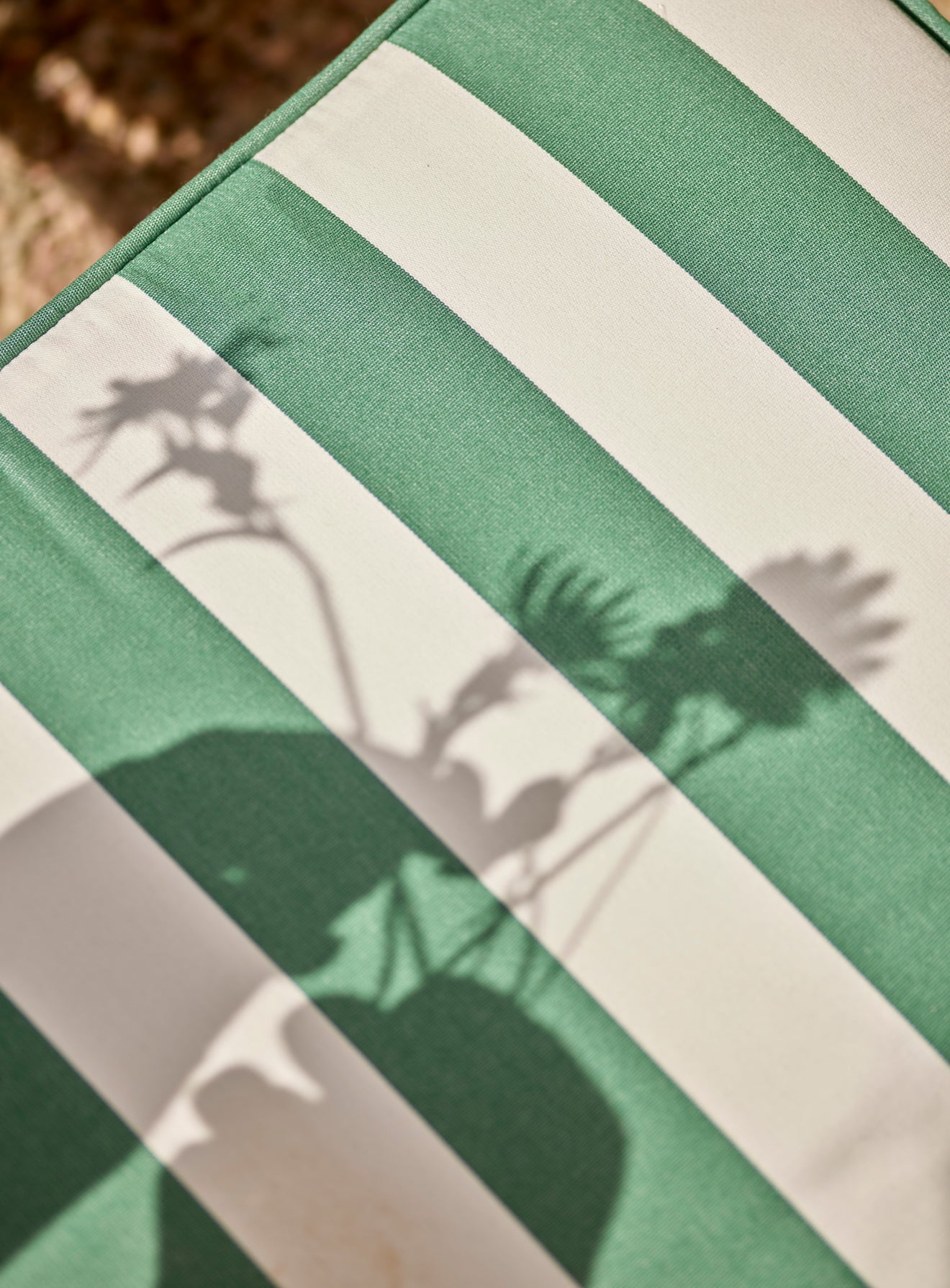 Sudbury Sun Lounger Cushion, Green Awning Stripe