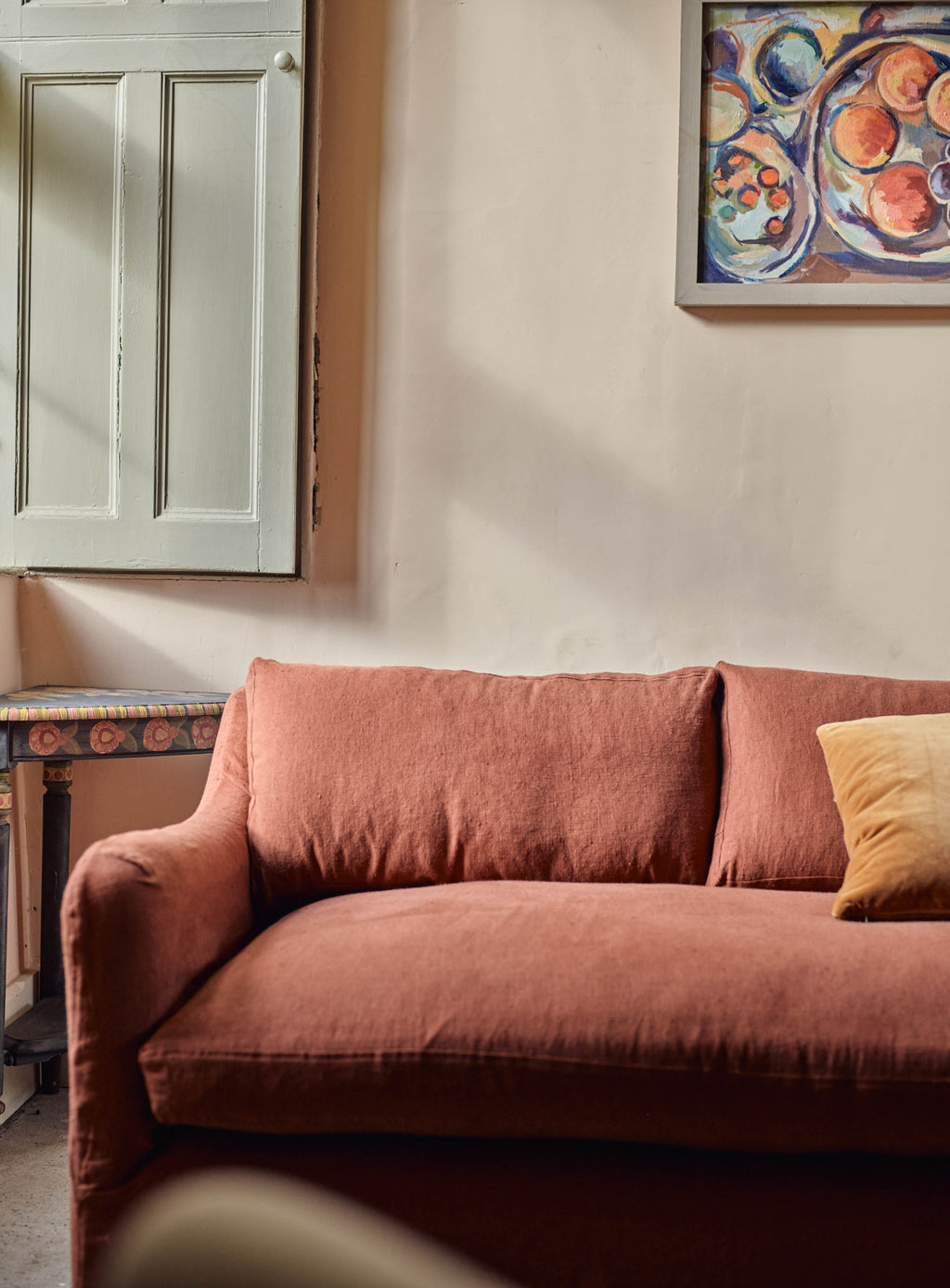 Warren Loose Cover Chaise Sofa, Heritage Green Stripe