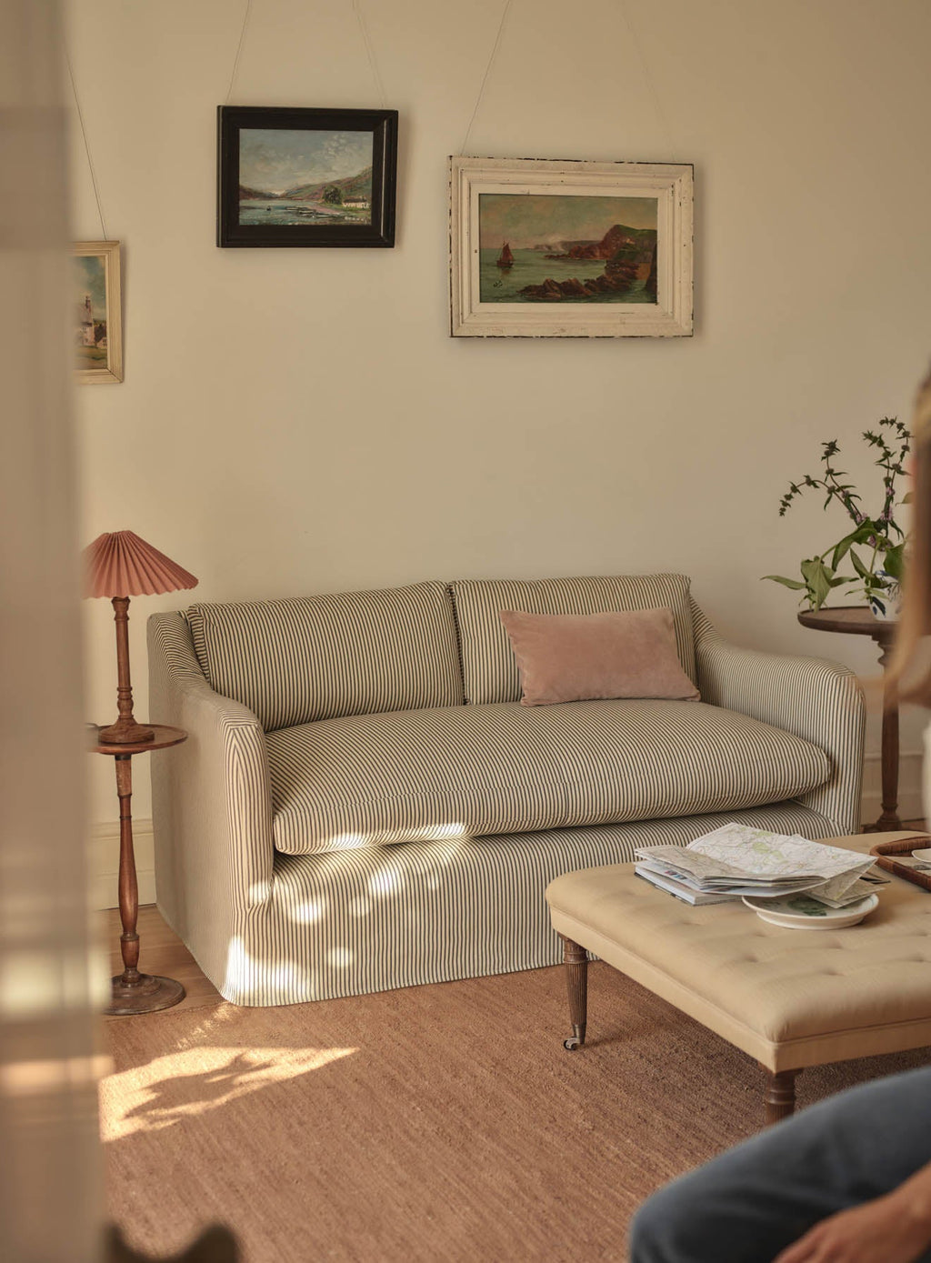 Warren Loose Cover Sofa, Heritage Green Stripe