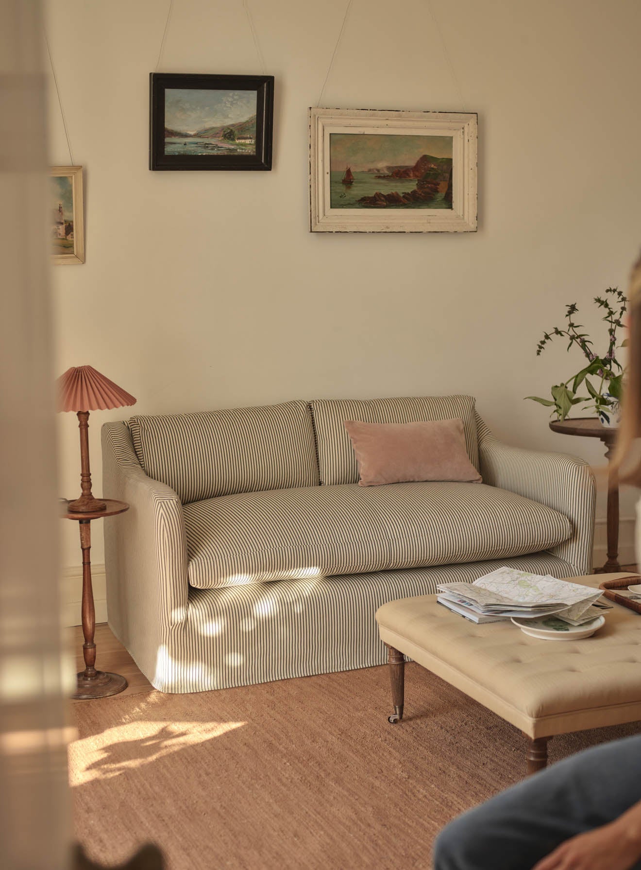 Warren Loose Cover Sofa, Heritage Green Stripe