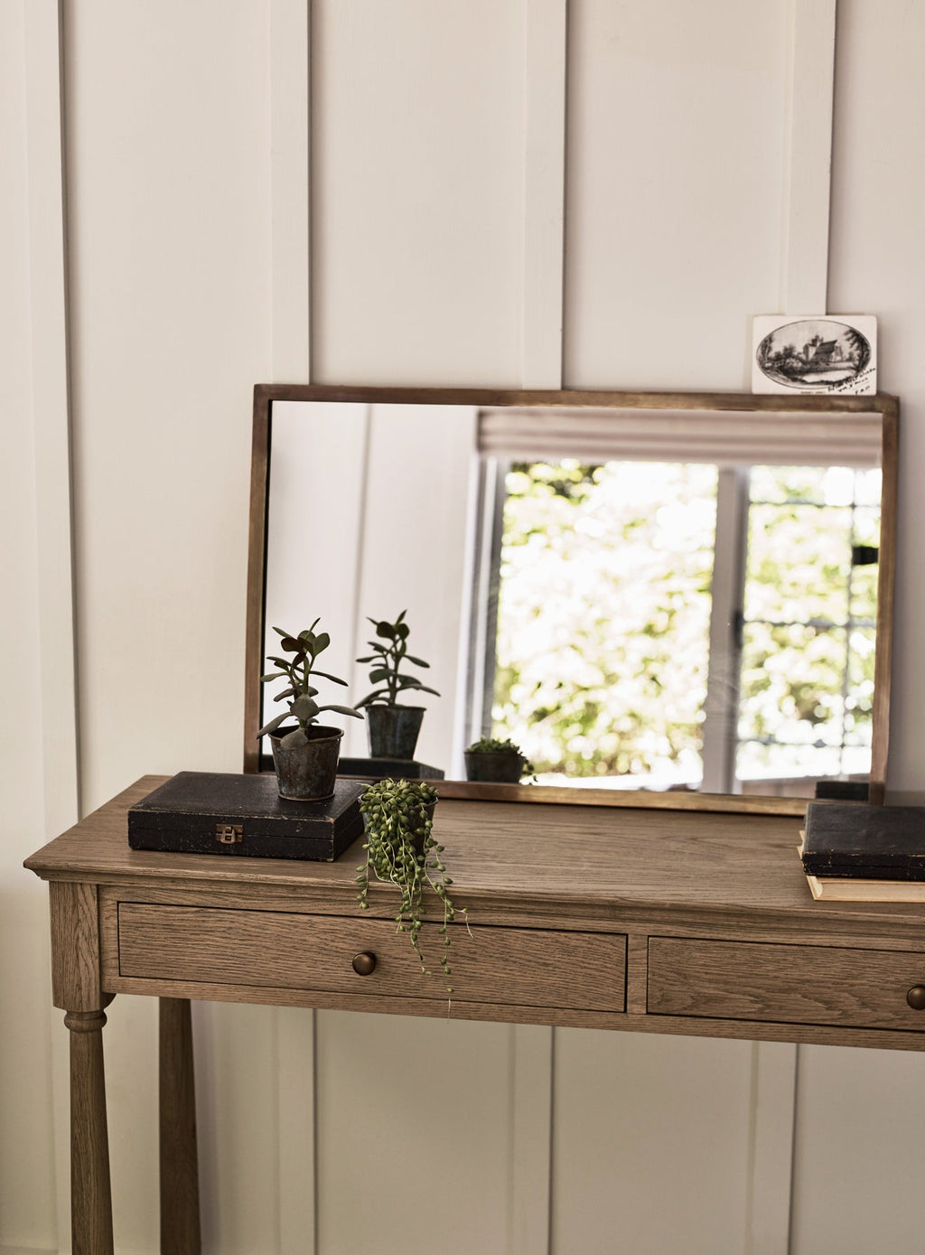 Aster Rectangular Mirror, Antique Brass