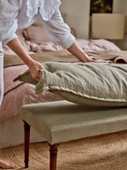 Mila Upholstered Bench, Rust Linen