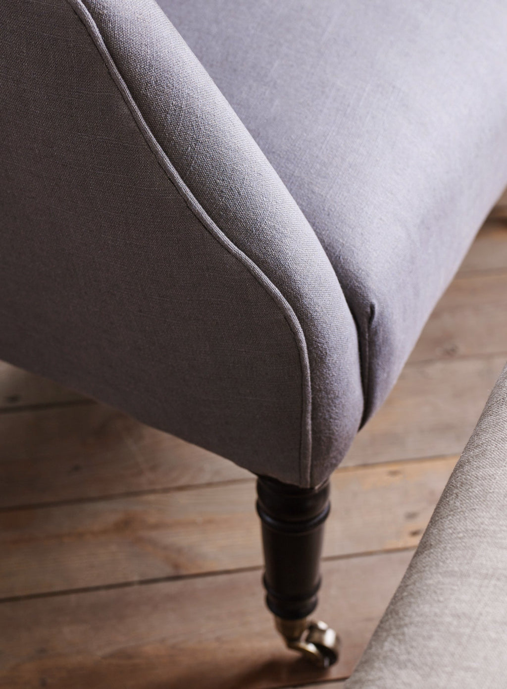 Bromley Wingback Chair, Grey Linen (Black Legs)